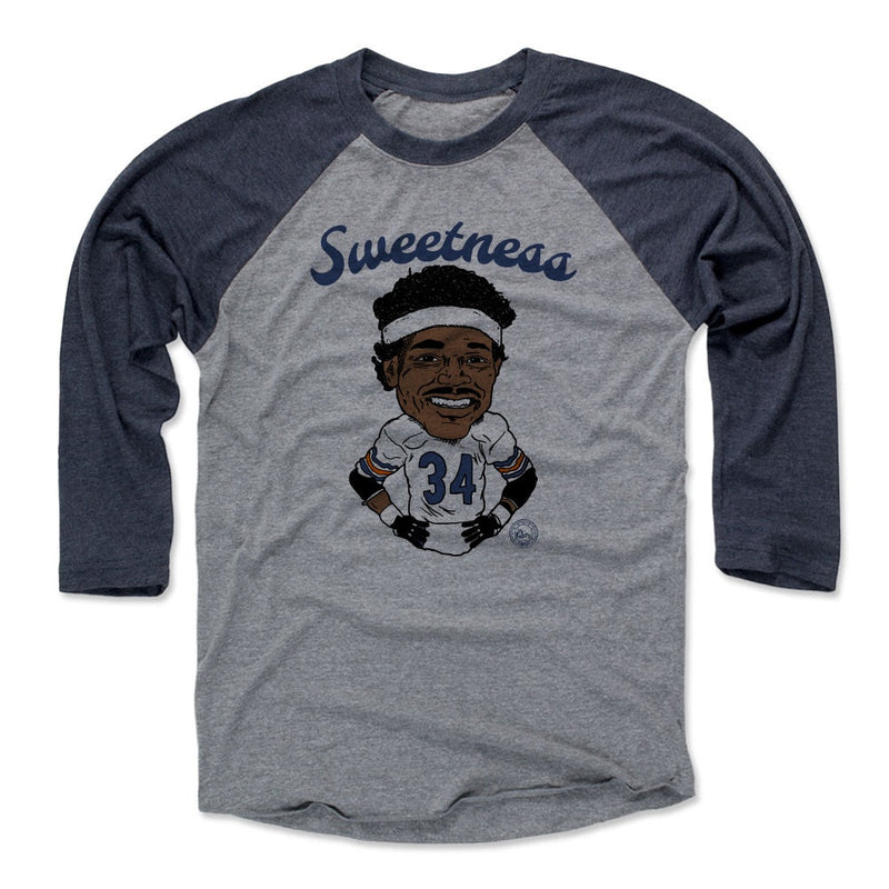 Navy / Heather Gray Raglan Shirt featuring design named Walter Payton Caricature