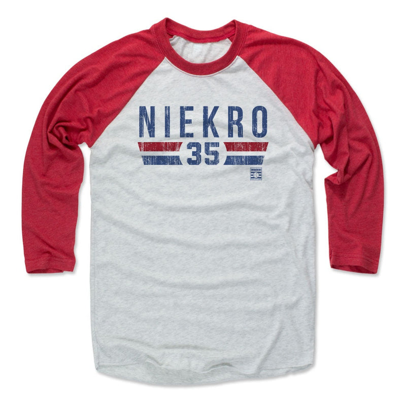 Red / Ash Raglan Shirt featuring design named Phil Niekro Font B