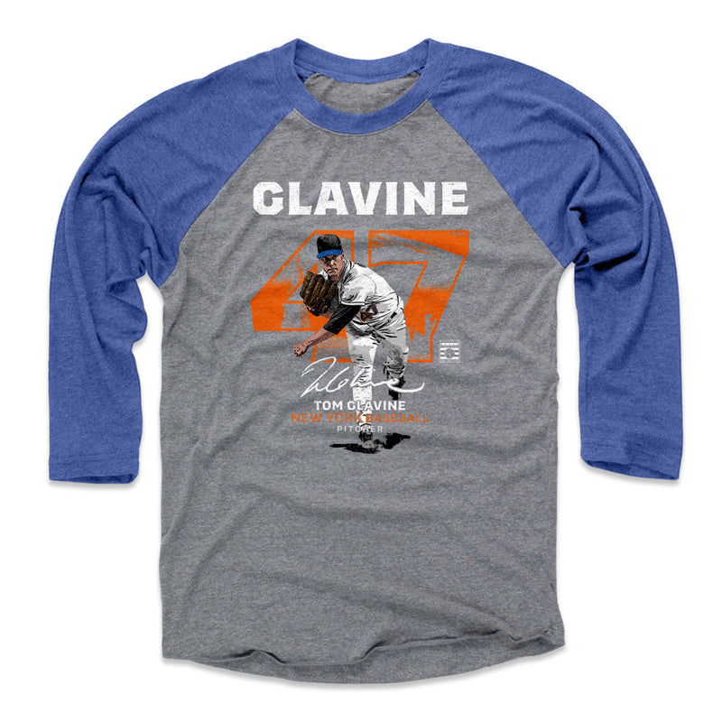 Royal / Heather Gray Raglan Shirt featuring design named Tom Glavine Throwback Number WHT