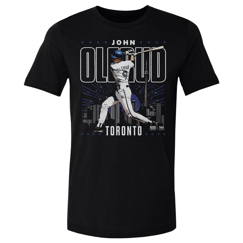 Black T-Shirt featuring design named John Olerud Toronto Gritty WHT