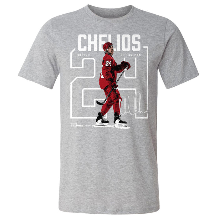 Chris Chelios Number Outline WHT