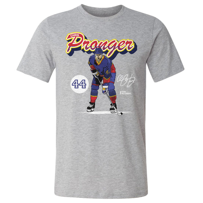 Heather Gray T-Shirt featuring design named Chris Pronger St. Louis Retro Script WHT