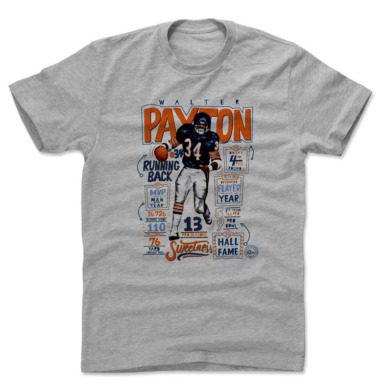 Heather Gray T-Shirt featuring design named Walter Payton Stats