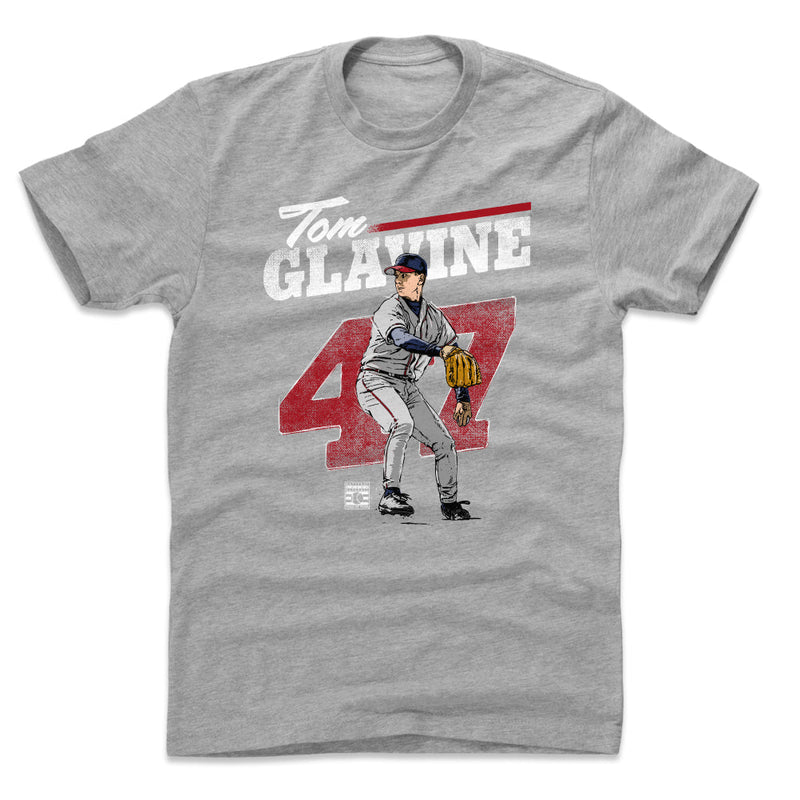 Heather Gray T-Shirt featuring design named Tom Glavine Retro Grunge WHT