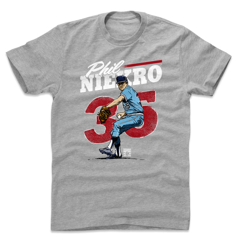 Heather Gray T-Shirt featuring design named Phil Niekro Retro WHT