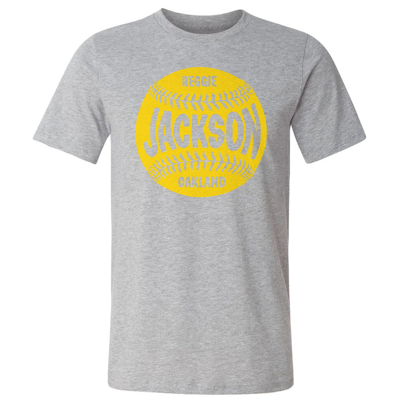 Heather Gray T-Shirt featuring design named Reggie Jackson Oakland Baseball WHT