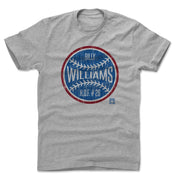 Heather gray t-shirt featuring a blue baseball with a red outline with the text 'BILLY WILLIAMS' and 'H.O.F. # 26' in white.