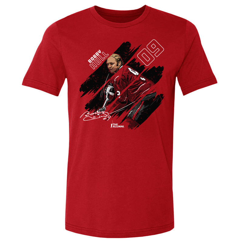 Red t-shirt featuring Bobby Hull in a red jersey with the text 'BOBBY HULL 09' in white beside him.