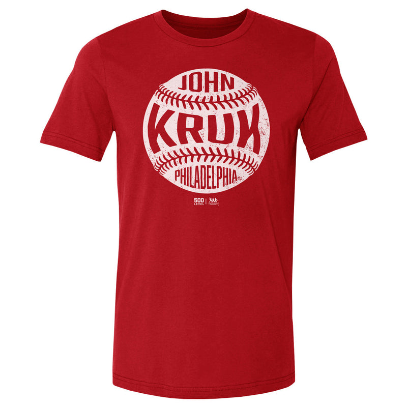 Red T-Shirt featuring design named John Kruk Philadelphia Vintage Baseball WHT