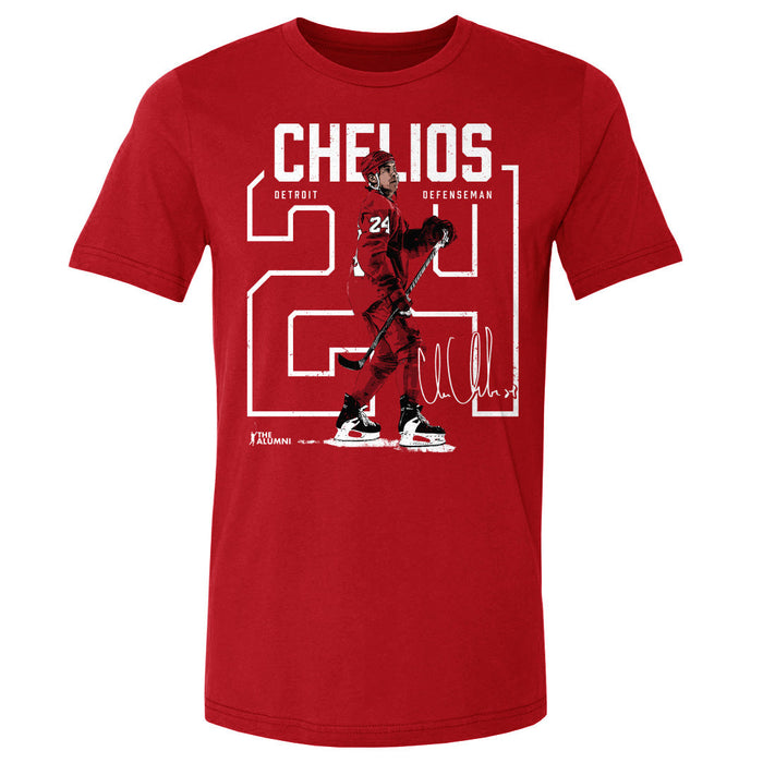 Chris Chelios Number Outline WHT