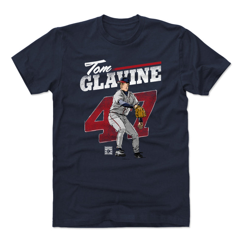 True Navy T-Shirt featuring design named Tom Glavine Retro Grunge WHT