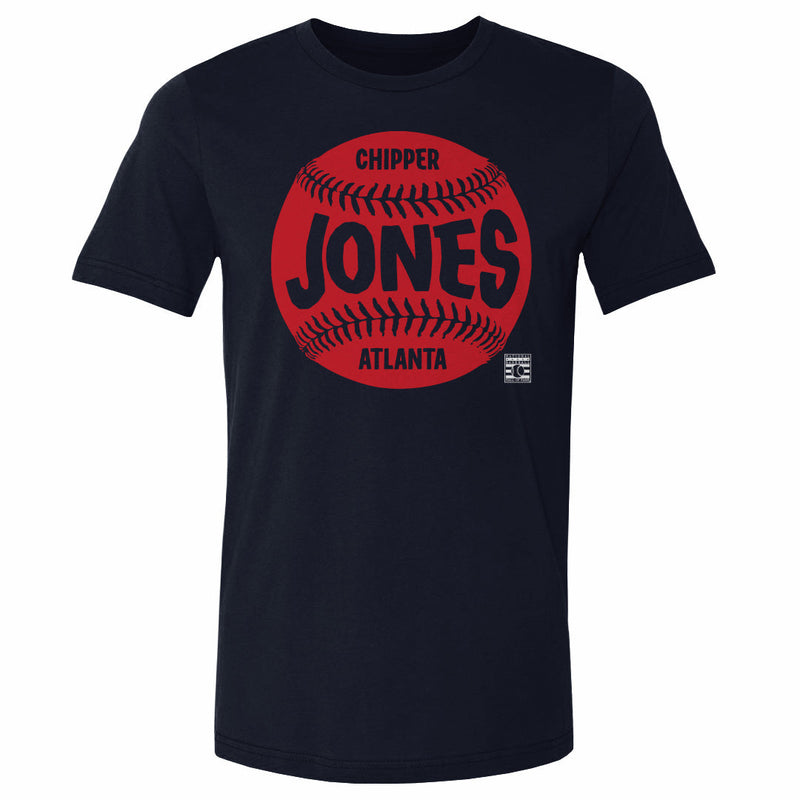 True Navy T-Shirt featuring design named Chipper Jones Atlanta Baseball WHT