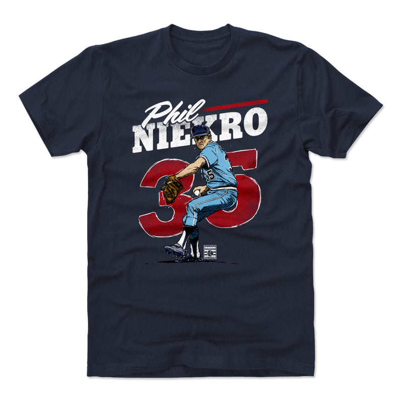 True Navy T-Shirt featuring design named Phil Niekro Retro WHT