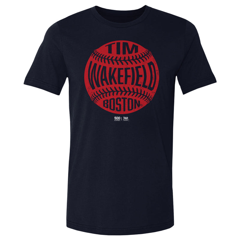 True Navy T-Shirt featuring design named Tim Wakefield Boston Vintage Baseball WHT