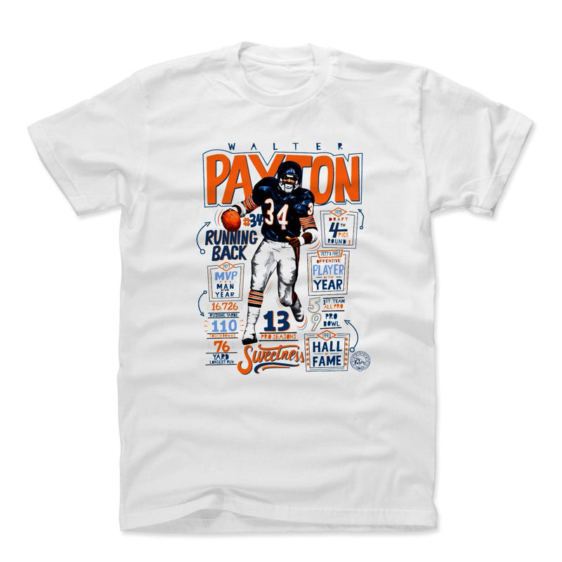 White T-Shirt featuring design named Walter Payton Stats