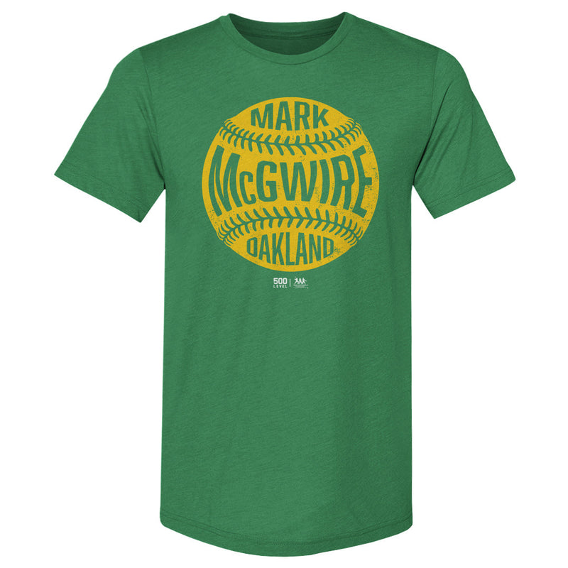 Heather Kelly Green T-Shirt featuring design named Mark McGwire Oakland Vintage Baseball WHT