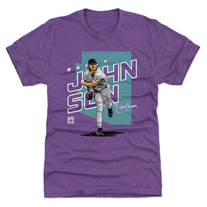 Heather Purple T-Shirt featuring design named Randy Johnson Player Map Arizona WHT