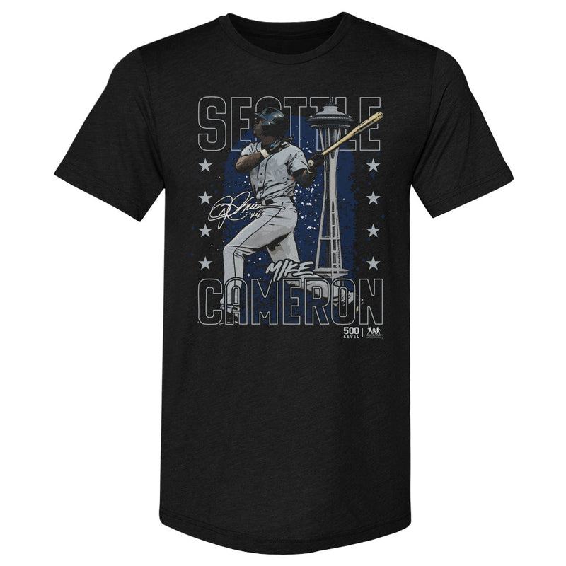 Tri Black T-Shirt featuring design named Mike Cameron Seattle Gritty WHT