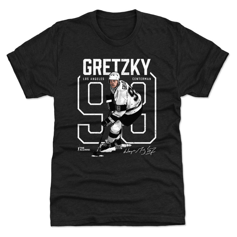Tri Black T-Shirt featuring design named Wayne Gretzky Number Outline WHT