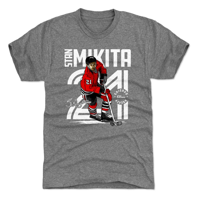 Tri Gray T-Shirt featuring design named Stan Mikita Inline WHT