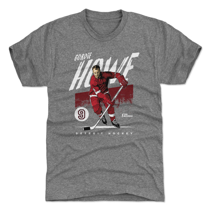 Tri Gray T-Shirt featuring design named Gordie Howe Detroit Grunge WHT