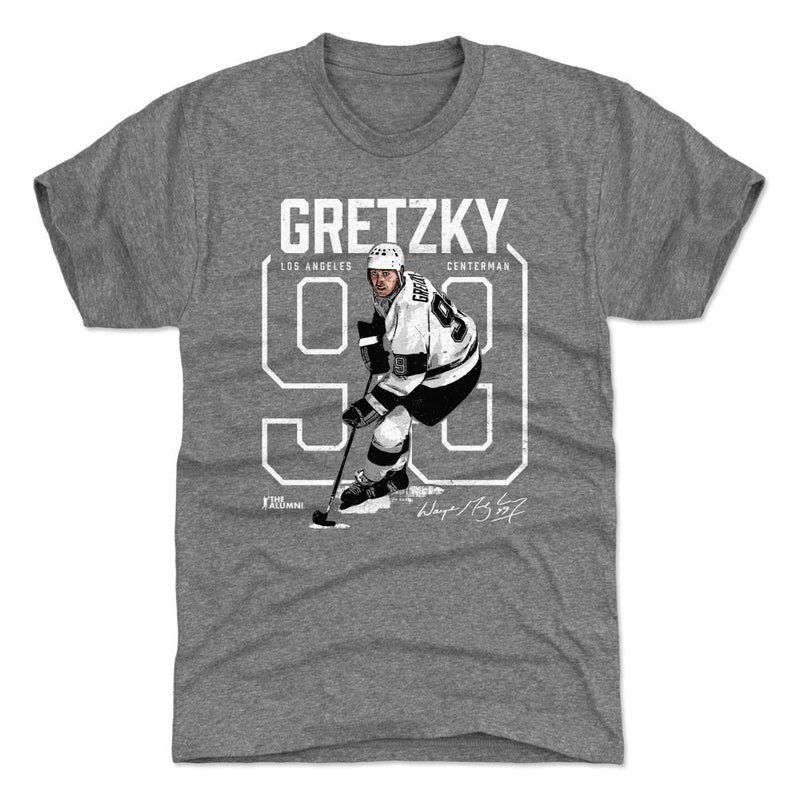 Tri Gray T-Shirt featuring design named Wayne Gretzky Number Outline WHT