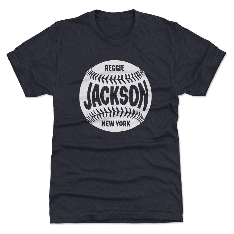 Tri Navy T-Shirt featuring design named Reggie Jackson New York Baseball WHT