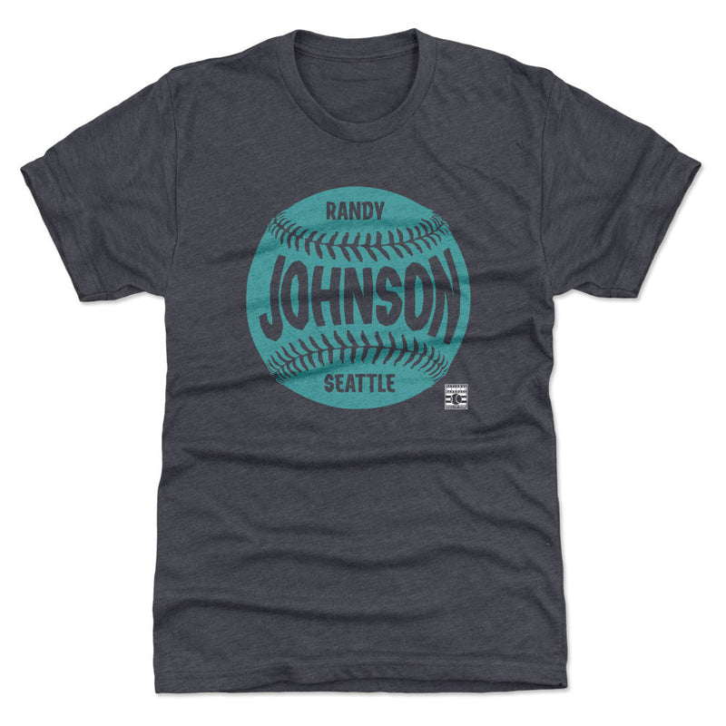 Tri Navy T-Shirt featuring design named Randy Johnson Seattle Baseball WHT