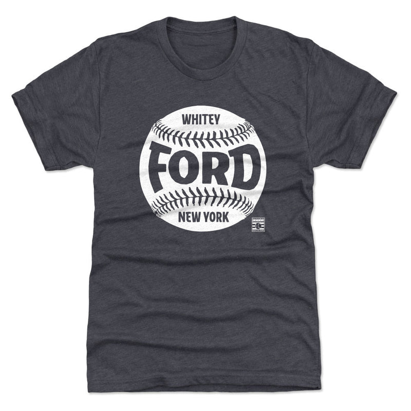 Tri Navy T-Shirt featuring design named Whitey Ford New York Baseball WHT