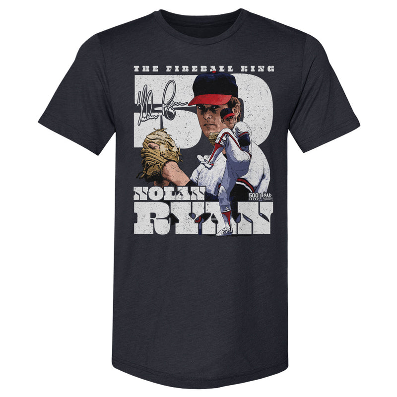 Tri Navy T-Shirt featuring design named Nolan Ryan Los Angeles A Throwback Dual WHT