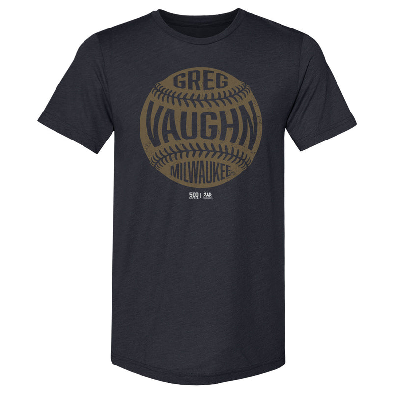 Tri Navy T-Shirt featuring design named Greg Vaughn Milwaukee Vintage Baseball WHT