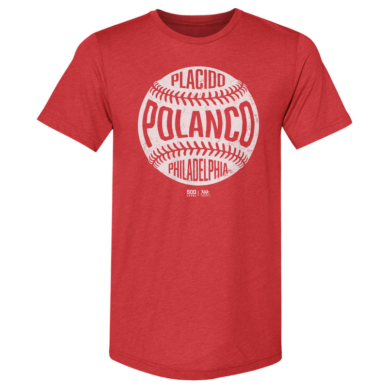 Tri Red T-Shirt featuring design named Placido Polanco Philadelphia Vintage Baseball WHT