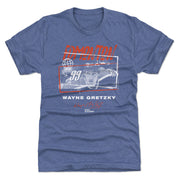Blue t-shirt featuring a Wayne Gretzky number 99 photo with the text 'EDMONTON' in red above and 'WAYNE GRETZKY' in white below.