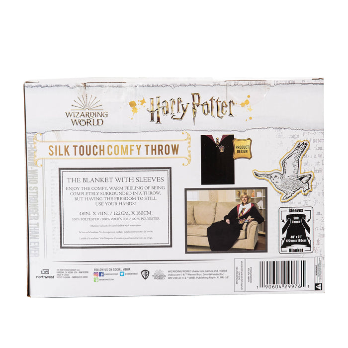 Harry Potter - Hogwarts Adult Silk Touch Comfy Throw Blanket with Sleeves