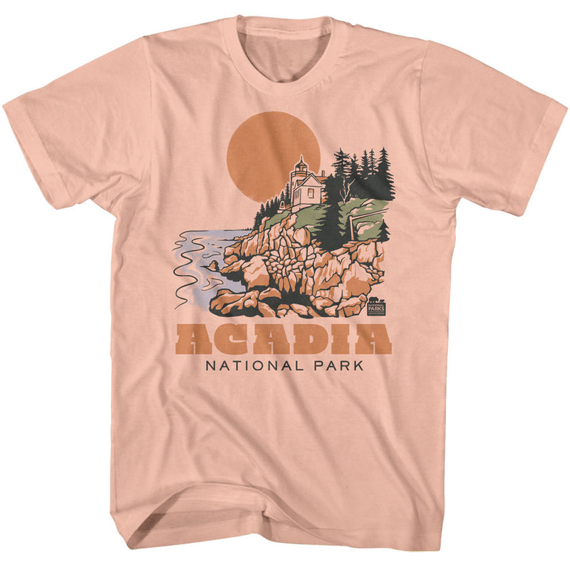 T-Shirt featuring design named National Parks - Acadia Lighthouse (Peach)