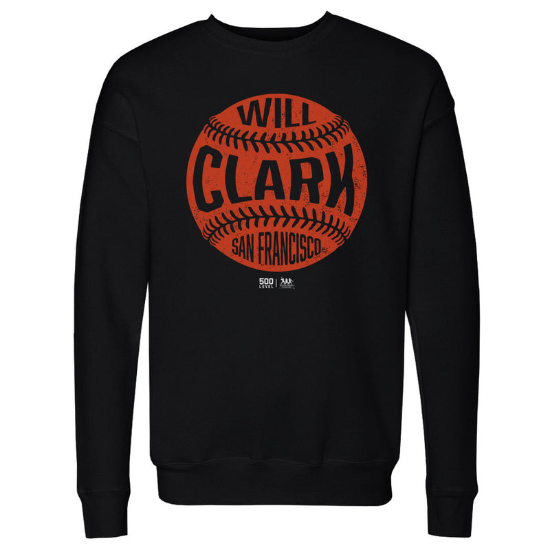 Black Sweatshirt featuring design named Will Clark San Francisco Vintage Baseball WHT