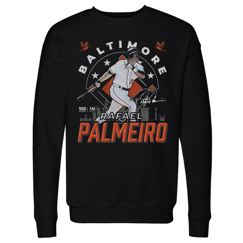 Black Sweatshirt featuring design named Rafael Palmeiro Baltimore Gritty WHT