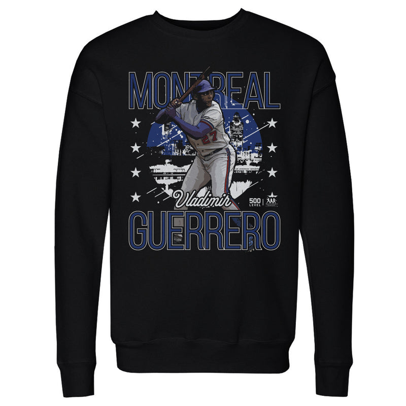 Black Sweatshirt featuring design named Vladimir Guerrero Montreal Gritty WHT