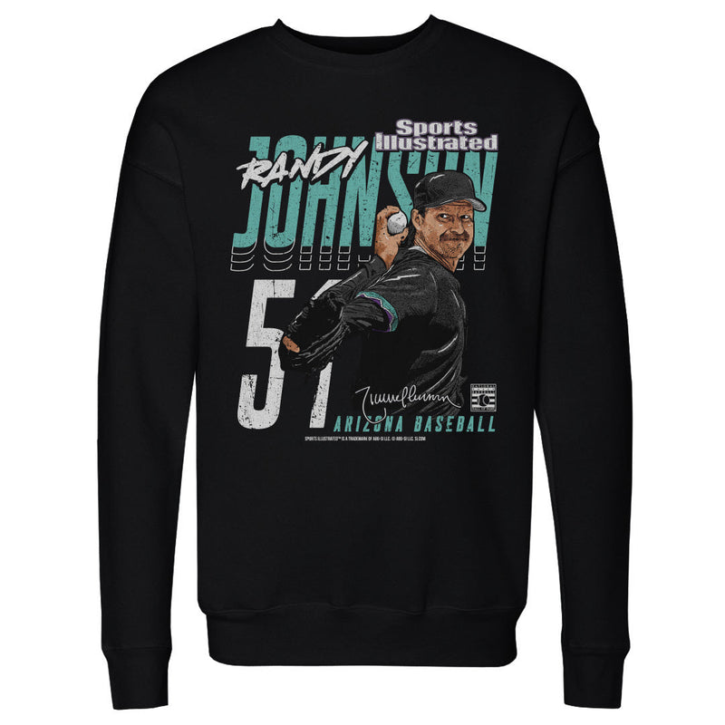 Black Sweatshirt featuring design named Randy Johnson Sports Illustrated & Arizona Player Name WHT