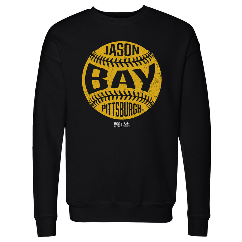Black Sweatshirt featuring design named Jason Bay Pittsburgh Vintage Baseball WHT