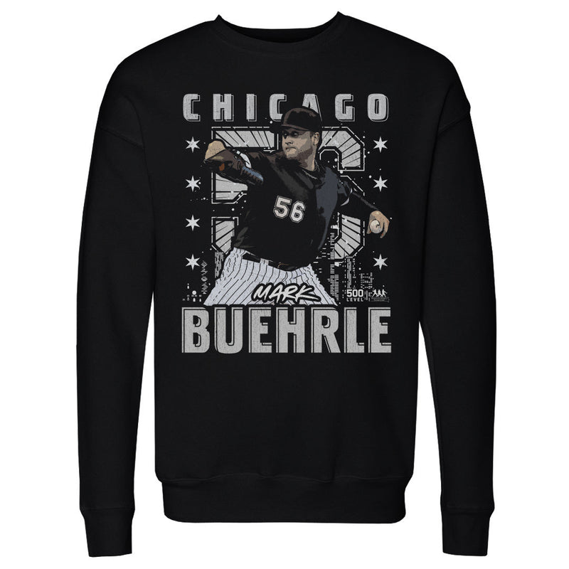 Black Sweatshirt featuring design named Mark Buehrle Chicago W Gritty WHT