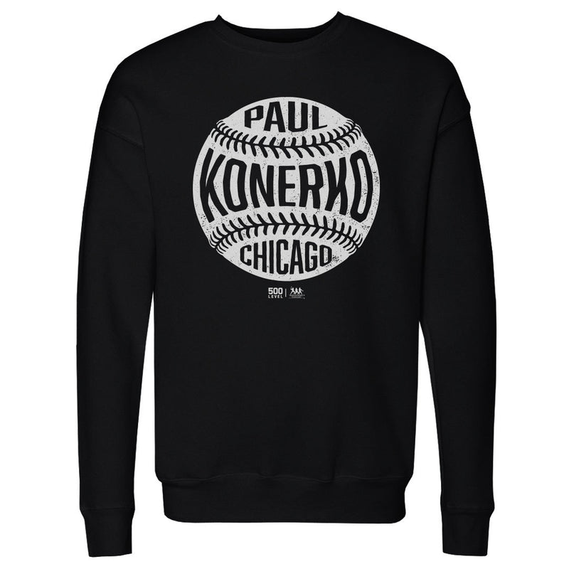 Black Sweatshirt featuring design named Paul Konerko Chicago W Vintage Baseball WHT