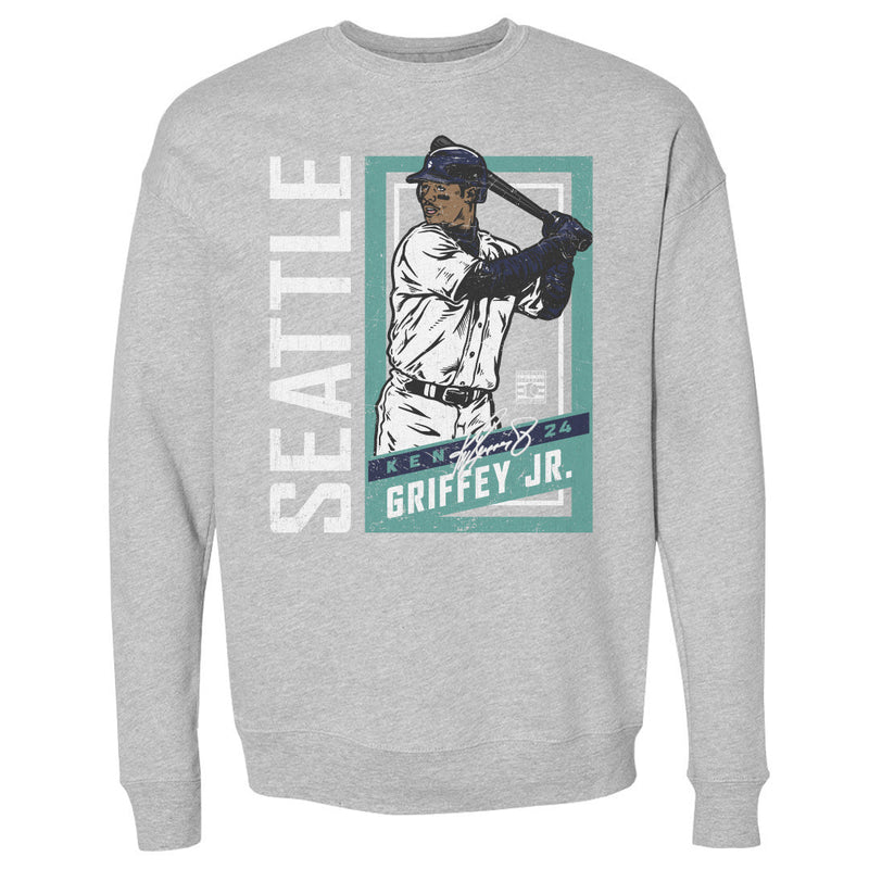 Heather Gray Sweatshirt featuring design named Ken Griffey Jr. Seattle Sports Card WHT