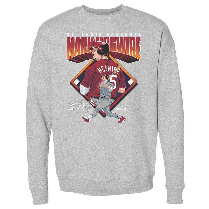 Heather Gray Sweatshirt featuring design named Mark McGwire St. Louis Baseball Diamond WHT