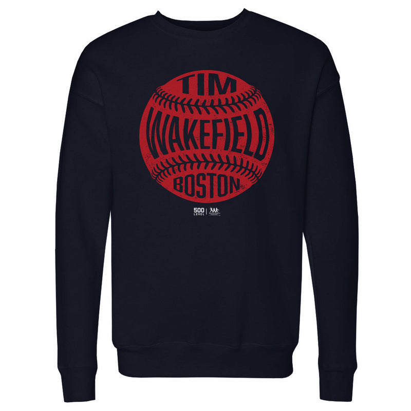 Navy Sweatshirt featuring design named Tim Wakefield Boston Vintage Baseball WHT