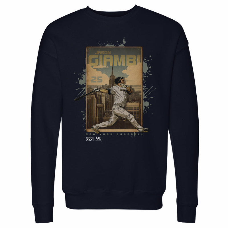 Navy Sweatshirt featuring design named Jason Giambi New York Y Skyline WHT