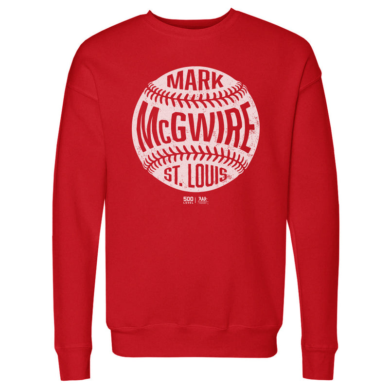 Red Sweatshirt featuring design named Mark McGwire St. Louis Vintage Baseball WHT