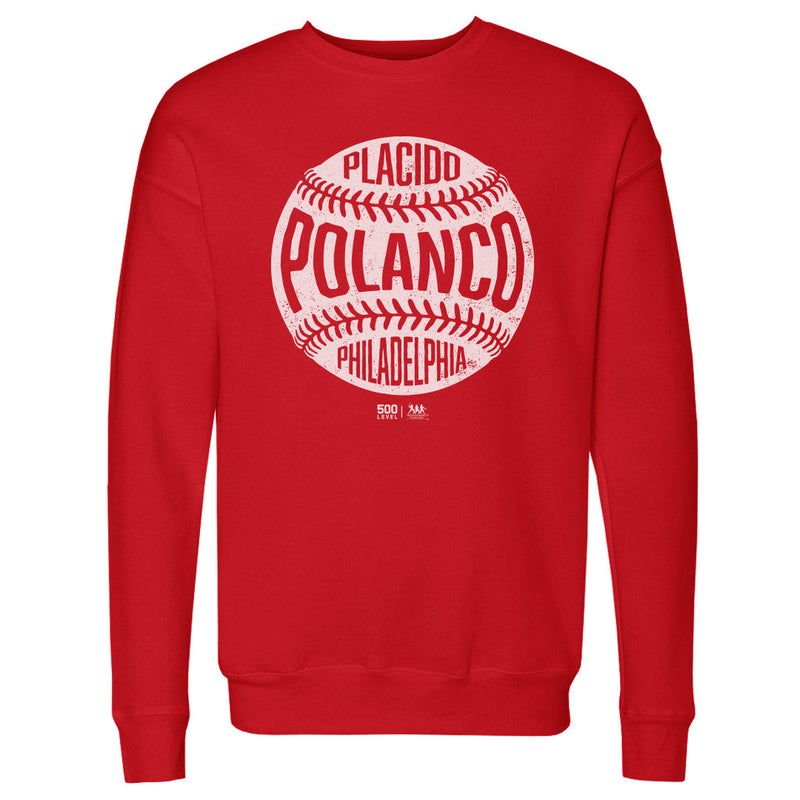 Red Sweatshirt featuring design named Placido Polanco Philadelphia Vintage Baseball WHT