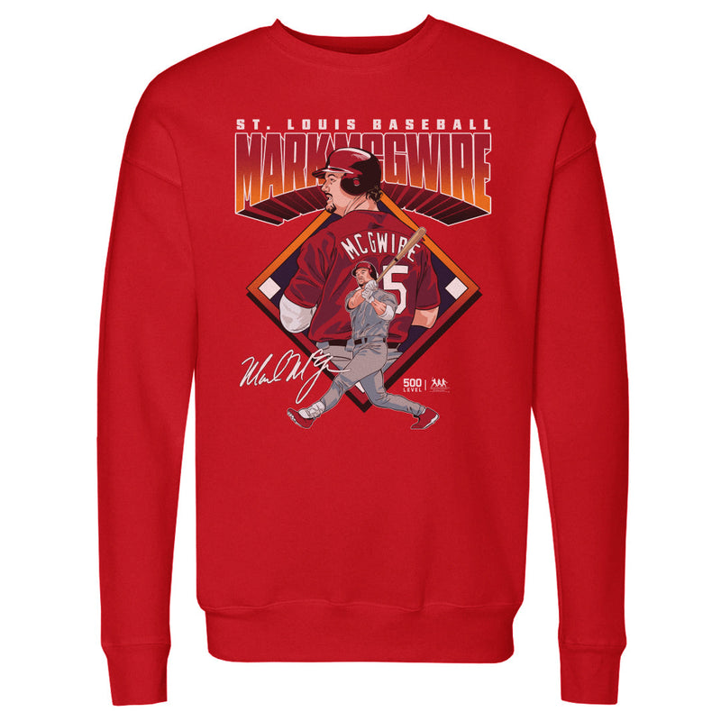 Red Sweatshirt featuring design named Mark McGwire St. Louis Baseball Diamond WHT