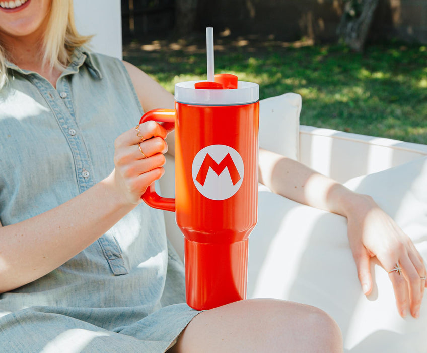 Super Mario Bros. Mario Icon Metal Travel Tumbler | Holds 40 Ounces